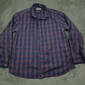 Twillory Shirt Mens XL Blue Plaid Untunckable Button‎ Up Preppy Long Sleeve